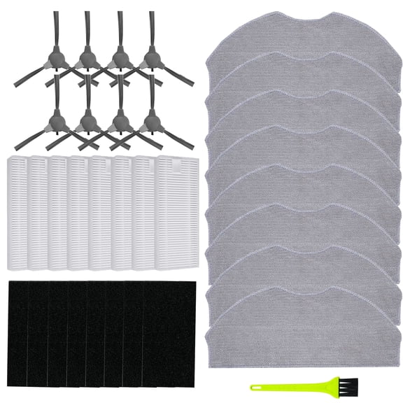 ROPVACNIC Replacement Parts for ROPVACNIC S1 Tipdiy G90 VIPSUN Z1 Betboyles V75S PrettyCare C2 Robot Vacuum Accessories 6 Side Brush 4 Filter 4 Mopping Pad