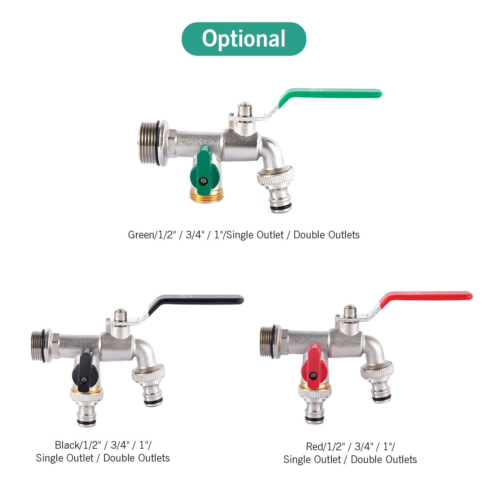 Bradas – Robinet Double Laiton Nickelé – Raccord 1/2" Et 3/4" – Levier Orange/bleu – Pour Installation Intérieure Ou Extérieure (non Gélif)