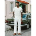thumbnail image 7 of QPNGRP Men's Casual Pants Cotton Linen Loose Open Bottom Classic Relaxed Fit Running Trousers Pockets White L, 7 of 7