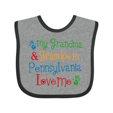 

Inktastic Pennsylvania Grandma and Grandpa Love Me Boys or Girls Baby Bib