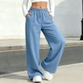 thumbnail image 6 of Bnwani Kids' Lightweight Summer Tencel Denim Pants Solid Color Casual Stretchy Wide-Leg Athletic Trousers with Elastic Waist and Breathable Fabric Blue Size 3-4, 6 of 7