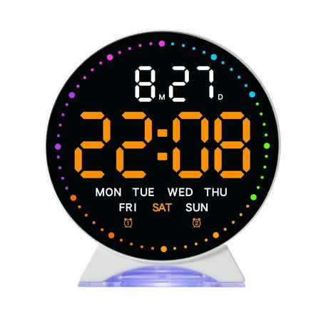 LED Desk Clock with Adjustable Brightness, Indoor Temperature & Weekday Display for Office, Bedside Table