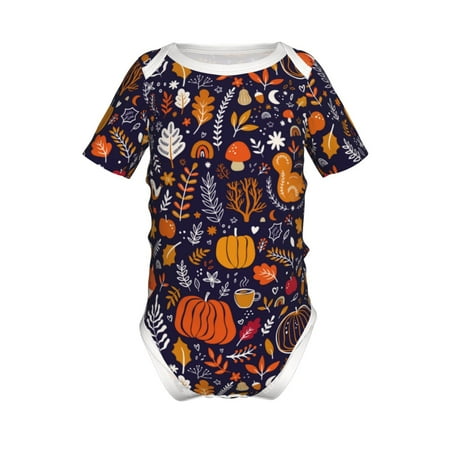 

Adobk Whimsical Autumn Forest Print Baby Climbing Clothes Jumpsuit Rompers Classic Rompers Child Short sleeve Bodysuits-9M