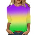 thumbnail image 1 of TSADFHJI Hauts pour Femmes 3X Hauts Adaptés Col Rond Manches Trois-Quarts Blouse Imprimée Florale TTG Jaune, 1 of 4