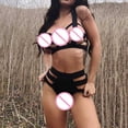 thumbnail image 5 of Gibobby Conjunto de lencería Sexy Ropa interior de encaje Ropa de dormir Mujer Lencería Tanga Tanga Íntimos sexy(Negro, 3XL), 5 of 5