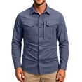 thumbnail image 2 of Mens UPF 50+ Long Sleeve Sun Protection Shirts Button Down Fashing Shirts Casual Quick Dry Outdoor Hiking Cargo Work Shirt with Hidden Zipper Pocket, 2 of 10