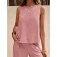 thumbnail image 5 of MOSHU Two Piece Lounge Sets for Women Loose Fit Tank Tops and Wide Leg Pants with Pockets Solid Summer Sets, 5 of 9