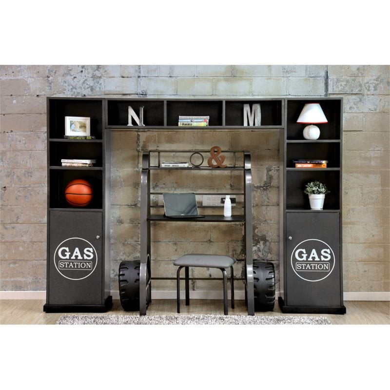 Furniture of America Zoom Zoom Metal 3Piece Race Car Bookcase Set in