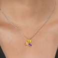 thumbnail image 3 of Gem Stone King 925 Silver and 10K Yellow Gold Yellow Citrine and Purple Amethyst Pendant Necklace for Women (2.50 Cttw, Oval 8X6MM, 7X5MM and 6X4MM, Gemstone November Birthstone, with 18 inch Chain), 3 of 4