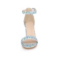 thumbnail image 6 of BLISSFUL STEP Women's Shoes Flower Print Open Toe Block High Heels Summer Sandals Blue 9.5, 6 of 8
