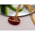 thumbnail image 2 of Gold Wire Wrapped Carnelian Healing Crystal Round Necklace Gold tone Handmade, 2 of 10
