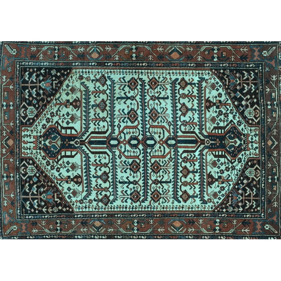 Ahgly Company Indoor Rectangle Persian Light Blue Traditional Area Rugs, 7' x 9'