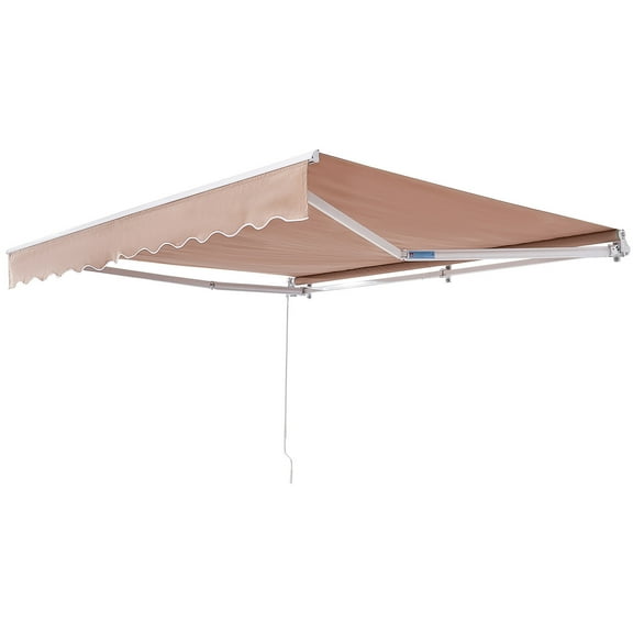 KFFKFF Hand-Operated Retractable Canopy, 12 x 10 ft Exterior Deck Shade, Moisture-Resistant Polyester Terrace Door Window Shade Shelter with Turning Handle for Garden, Veranda