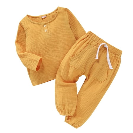

Toddler Baby Girls Boy Solid Sweater Fleece Top+Harem Pants Outfits Set