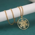 thumbnail image 2 of Gold Metatrons Cube Necklace Unisex 316L Stainless Steel Sacred Geometry Pendant Fantasy Forge Jewelry, 2 of 4