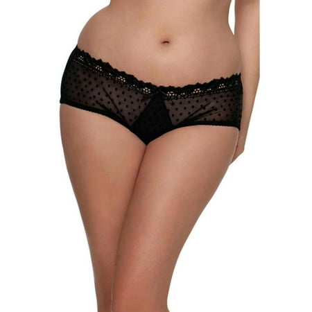 

Plus Size Curvy Kate Polka Dot Floral Embroidered Boyshort Panty 18