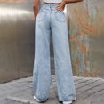 thumbnail image 5 of LWavelet Womens Ripped Wide Leg Jeans High Waisted Daily Casual Denim Pants Blue M, 5 of 6