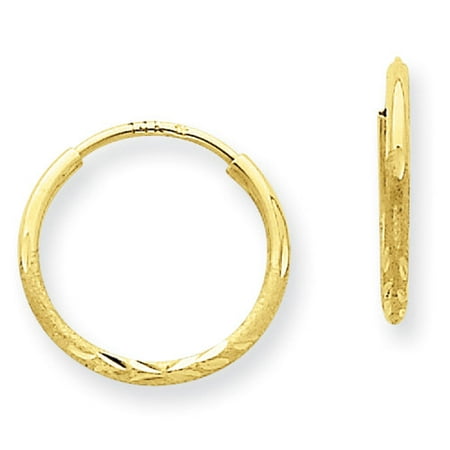 14kt Yellow Gold 1.25mm Diamond-Cut Endless Hoop Earrings