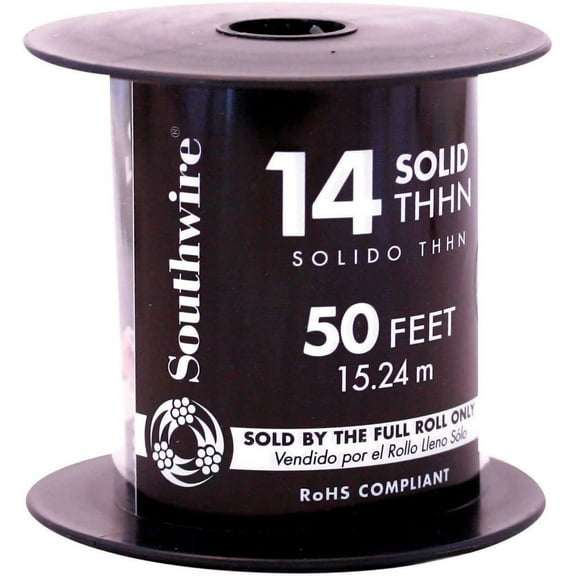 Southwire 14 Gauge Solid THHN Wire - Copper, Red - 50 Ft