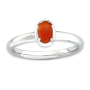 2.25mm 925 Sterling Silver Prong set Stackable Red Agate Polished Ring Size 6 Stackable Ring for Women