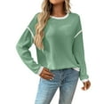 thumbnail image 2 of IMENGL Chandail Molletonné Décontracté à Empiècements Contrastés pour Femme, Vert TG, Taille M-2TG, 2 of 9