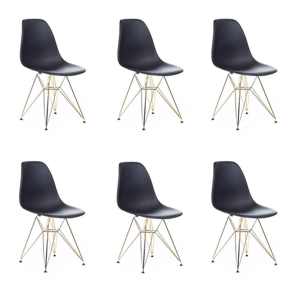 Eiffel Dining Chair with Gold Base - Black