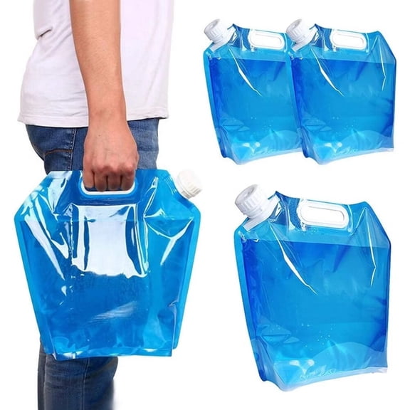 3PCS Collapsible Plastic Water Container,BPA Free Portable Water Storage Bag,Folding Car Water Carrier Tank for Outdoor Sports,Hiking,Camping Picnic,Travel BBQ (5L*3)