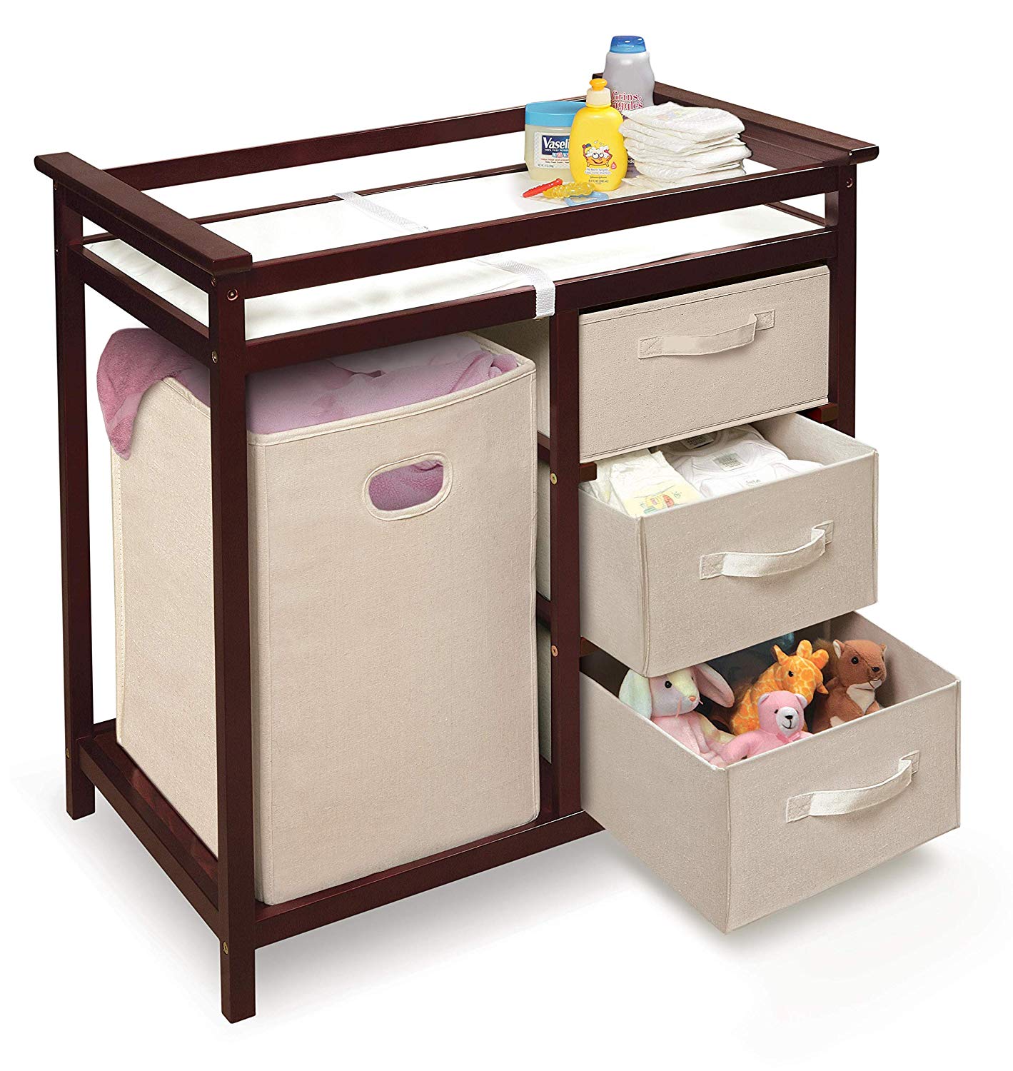 Badger Basket Modern Changing Table with Three Baskets & Hamper-Finish:Cherry - image 3 of 7
