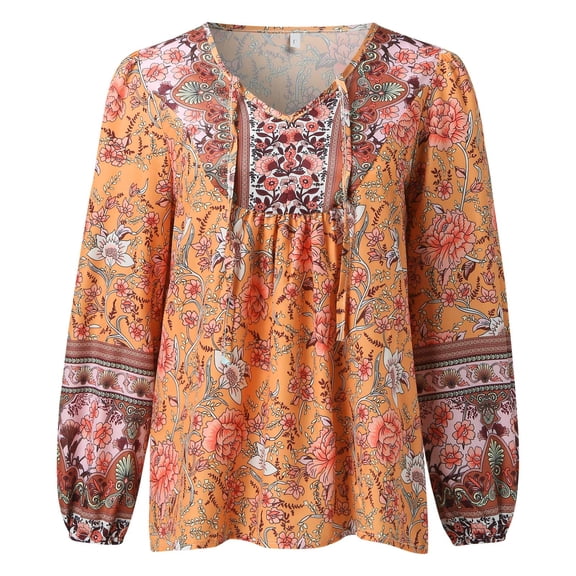 Aayomet Fall Shirts for Women 2023 Short,Long Sleeve T Shirts for Women Casual V Neck Tops Basic Ribbed Slim Fit Blouse,Orange L