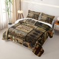 thumbnail image 3 of Erosebridal Brown Patchwork Wildlife Quilt Full for Boys Men, Forest Animal Pike Fish Full Bedspread Sets, 3 Pieces, 3 of 7