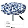 thumbnail image 4 of Bingfone Blue Ink Flowers Padded Round Bar Stool Cover Cushion with Elastic Fabric Round Chair Seat - Blue Ink Flowers, 4 of 7