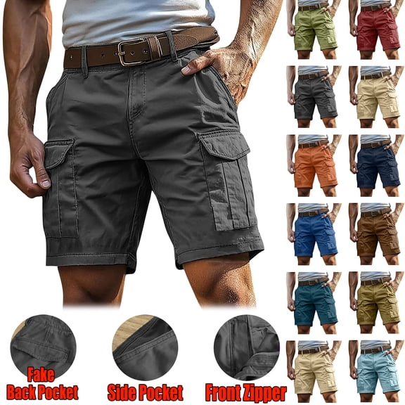 Men's Cargo Shorts, Four Exterior Pockets, No Back Pockets, Athletic Joggers Lightweight Breathable Hiking Gym Workout Casual Daily Wear Summer | AESTIVO,Brown L