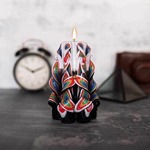 Black Rainbow by Size 5 inch Handmade Candles Handcrafted Candles Hand Carved Candles Made by 16th Century Techtology