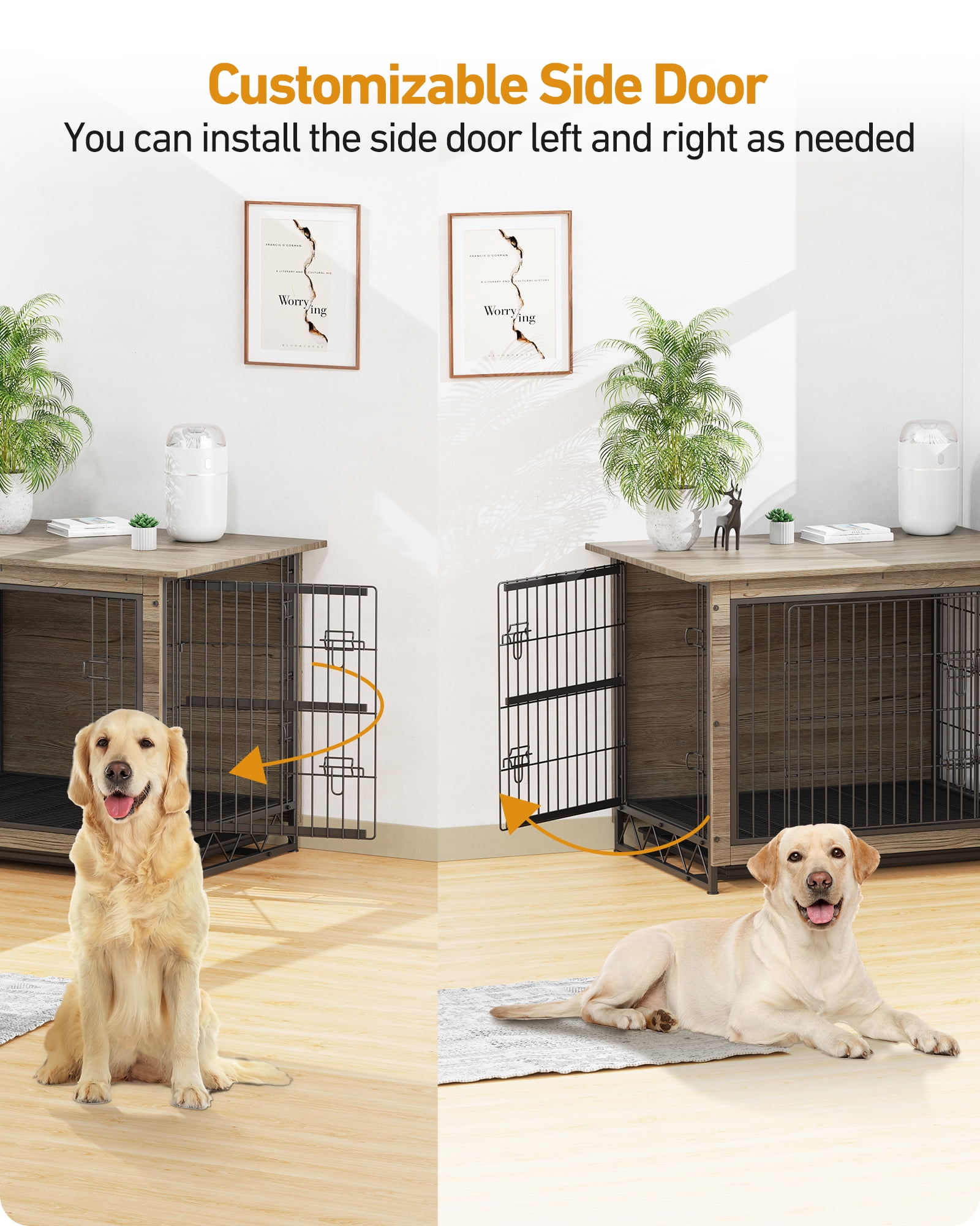 MAVINEX Extra Large Dog Crate Furniture Style 42"L x 29"H, Wooden with Double Doors Removable Tray