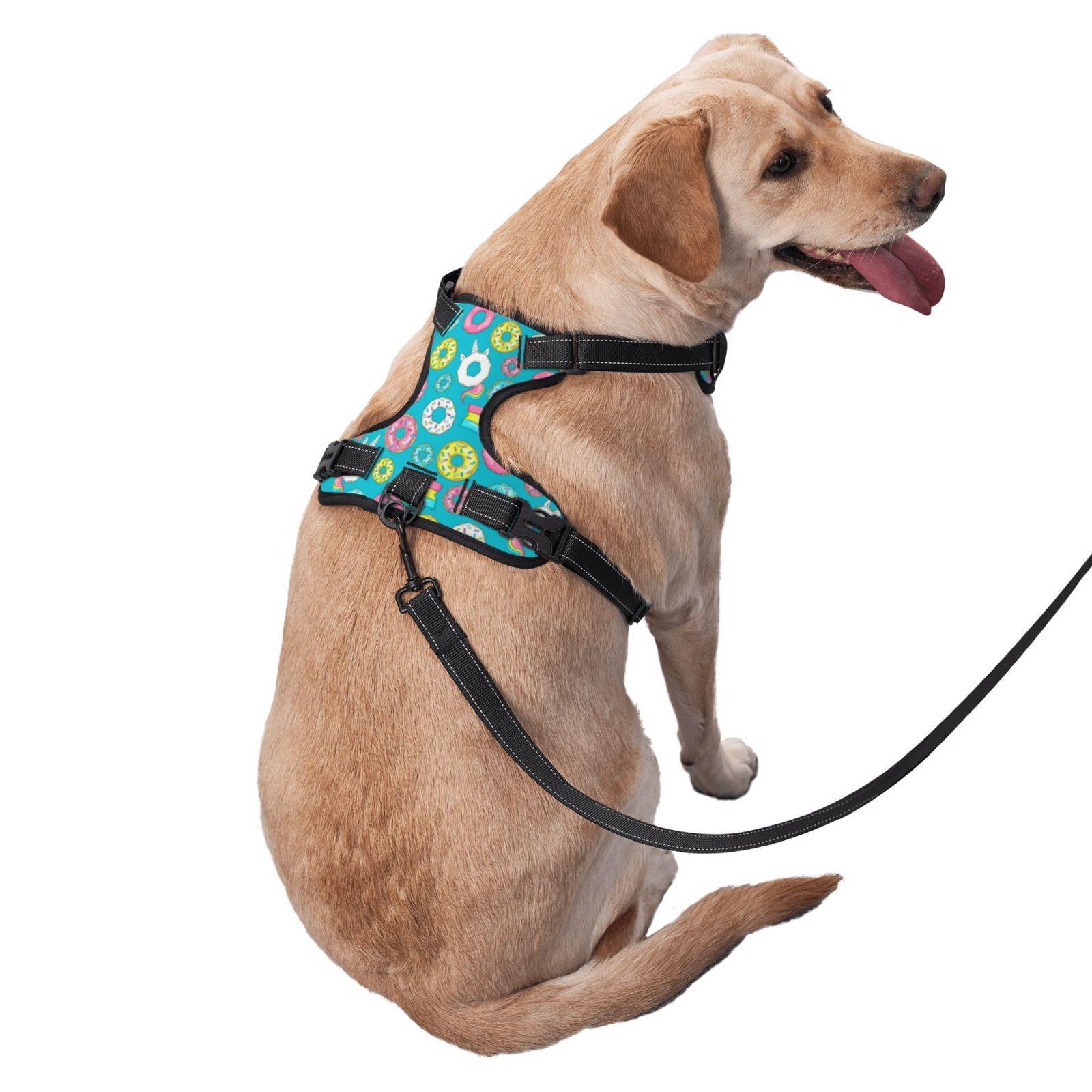 Picia Donut No-Pull Dog Harness Reflective Front Clip Vest with Handle,Step-in Air Dog Harness,Adjustable 2 Metal Rings 4 Buckles,Easy to Put on & Take Off Medium