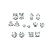 Multi-Cut Cubic Zirconia 7 Pair Stud Earrings Set 8.16 TCW in Platinum over Sterling Silver