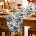 thumbnail image 2 of Blue Hydrangea Table Runner Linen Burlap Table Runner 72 Inches Long Retro Botanical Floral Farmhouse Dresser Scarves for Kitchen Island Coffee Dining Room Party Wedding Holiday Decoration 13"x72", 2 of 8