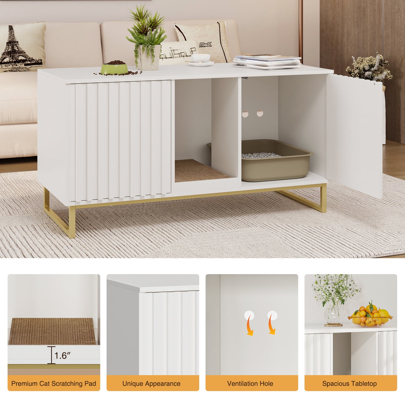 Veanerwood Cat Litter Box Enclosure for 2 Cats