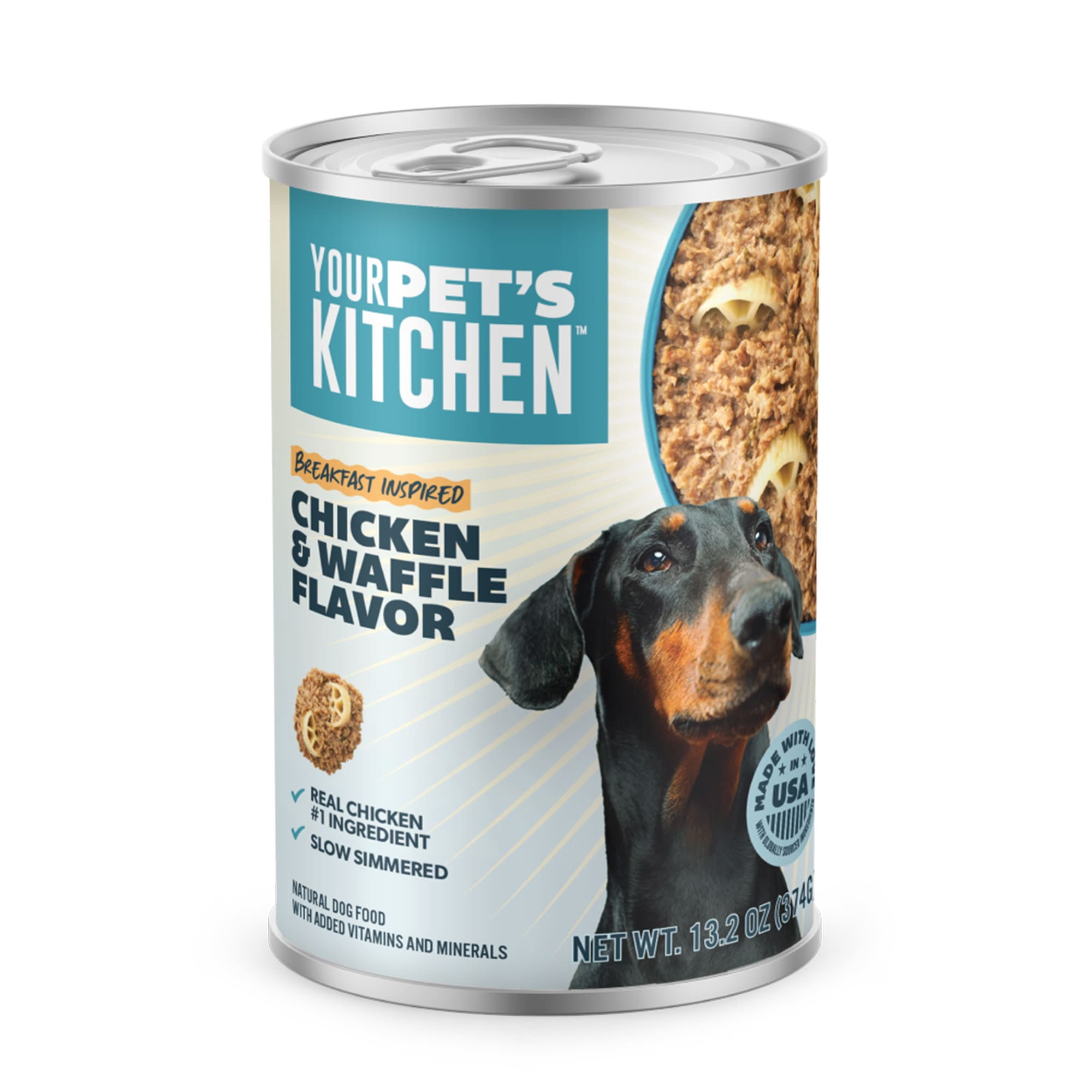 Your Pet's Kitchen Made in The USA with Real Chicken & Waffle Recipe Wet Dog Food, 13.2 oz., Case of 12