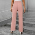 thumbnail image 4 of WTOBBY Women's Autumn Ready Straight Leg Dress Pants in Nine Point Harlan Style for Business Casual Office Wear, Weekend Events and Seasonally Appropriate Smart Style,Pink M, 4 of 5
