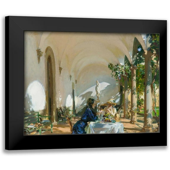 Sargent, John Singer 14x12 Black Modern Framed Museum Art Print Titled - Breakfast in the Loggia
