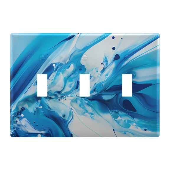 3 Gang Switch Covers Blue with Liquid Light Wall Plate Home Faceplate Switch Plates 6.37”x4.48”
