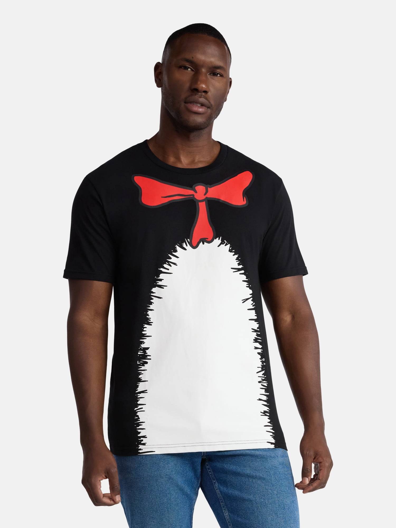 The Cat In The Hat, Men's & Big Men's Graphic Halloween Cosplay T-Shirt and Matching Character Beanie, Sizes XS-3XL