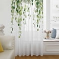 thumbnail image 6 of Green Eucalyptus Leaves Sheer Curtains 45 Inches Long, Weeping Spring Botanical Summer Light Filering Curtains, Breathable Simi Curtain Privacy Drapes for Kitchen Bathroom Small Window Treatment, 6 of 9