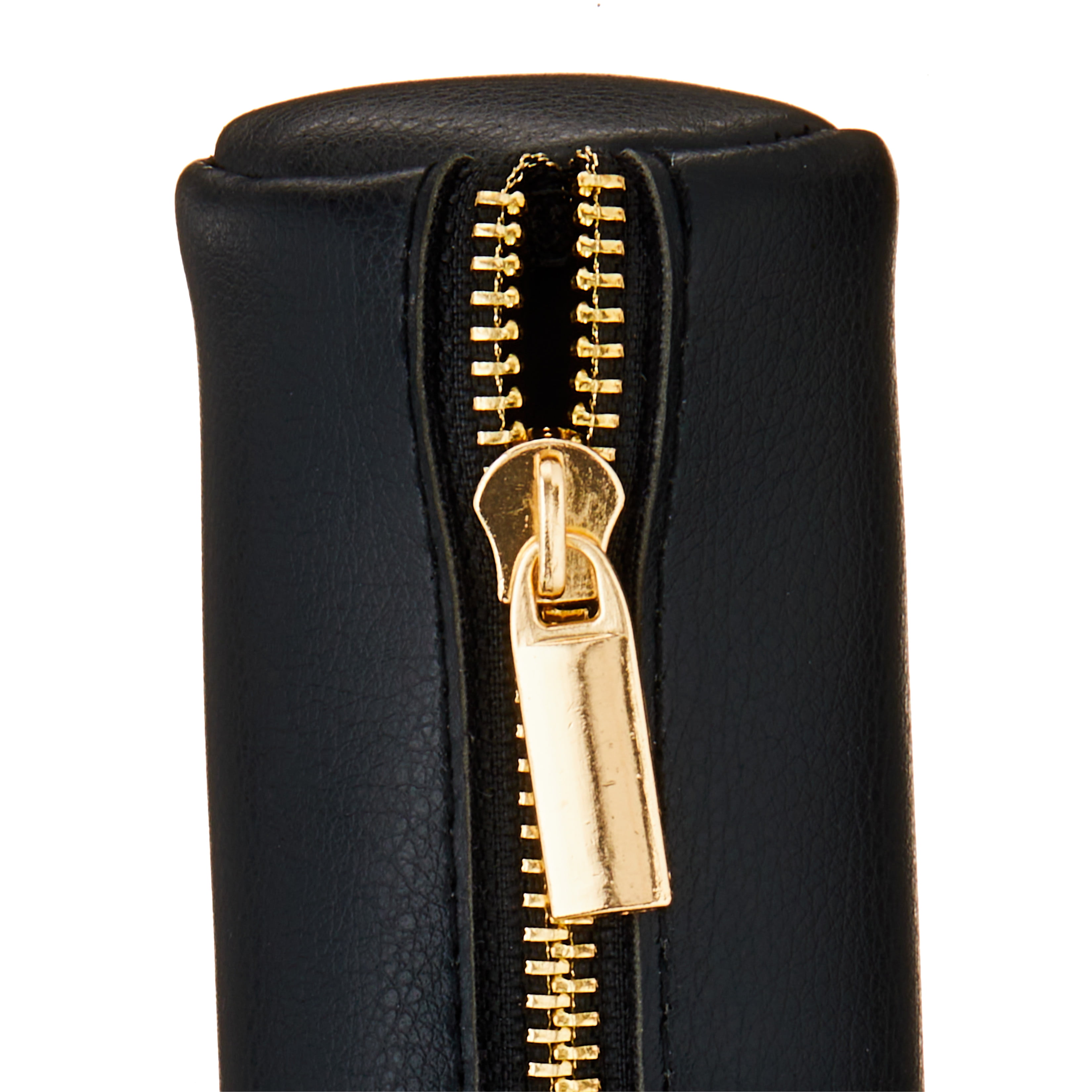 Pen+Gear Simulated Leather Pencil Pouch with Zipper Pull, Black, Ideal for Students and Professionals