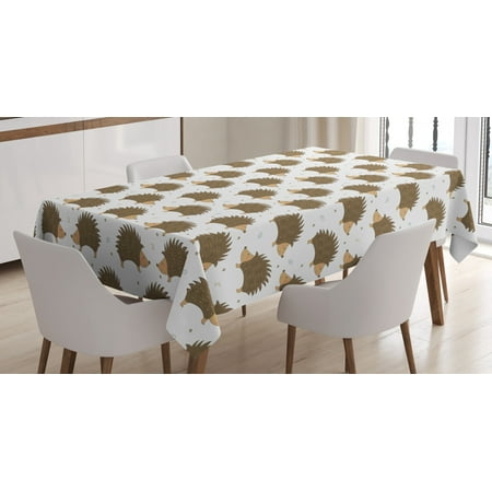 

Hedgehog Tablecloth Cartoon Style Porcupine Mascots with Tiny Little Swirls and Leaves Rectangular Table Cover for Dining Room Kitchen 60 X 84 Inches Caramel Pale Brown White by Ambesonne