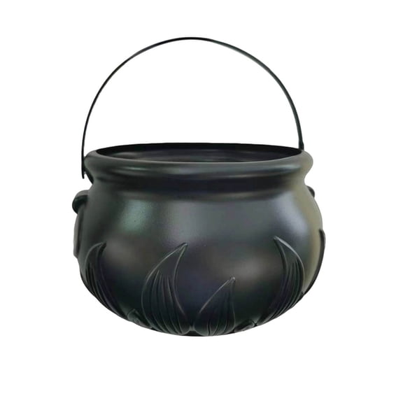 Plastic Black Cauldron Kettle Halloween Candy Bowl, Witch Cauldron Pot Bucket for Halloween Decorations Trick or Treat Party Supplies