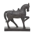 thumbnail image 6 of 9" x 9" Brown Polystone Prancing Horse Sculpture, by DecMode, 6 of 10