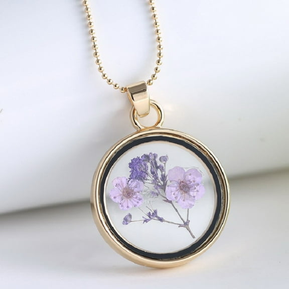 WEUVEB Elegant Dried Flower Necklace for Women, Creative Handmade Jewelry , Floral Pendant Accessory