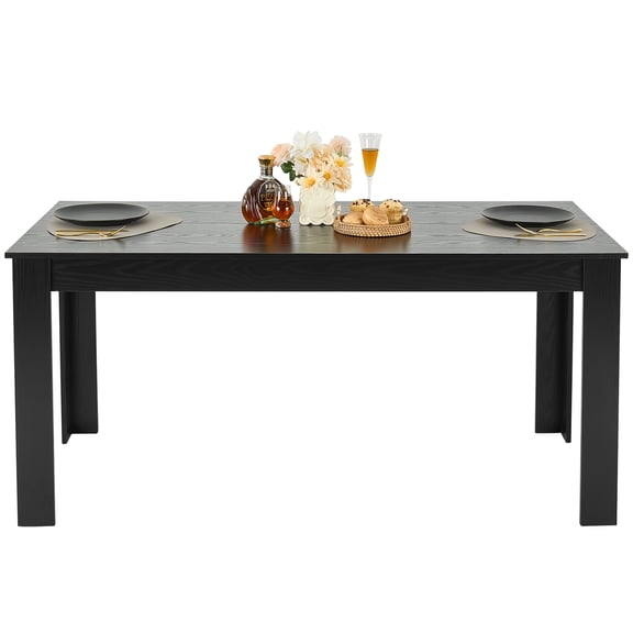 63in Rectangle Dining Table Wood Kitchen Table for 4-6 Person, Black, Only Table